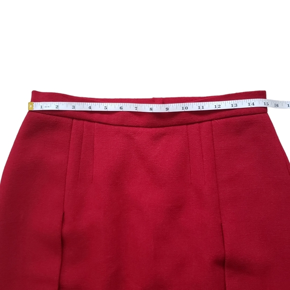 PRADA deep red virgin wool blend pencil skirt with two side slits - Picture 10 of 13